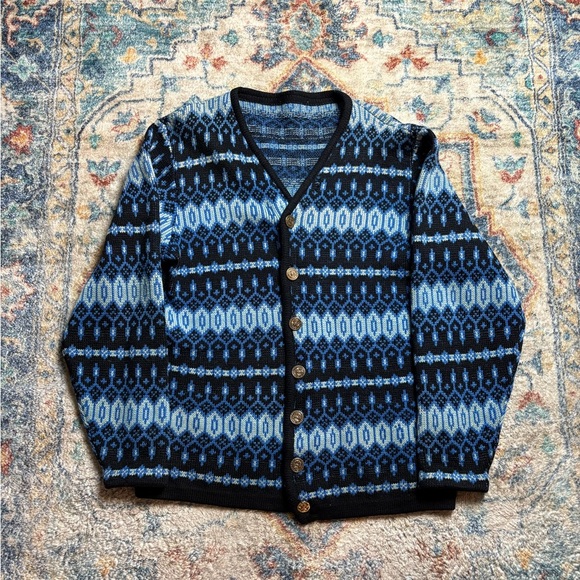 Vintage Nordic Striped Cardigan Sweater Size XL - Picture 1 of 5